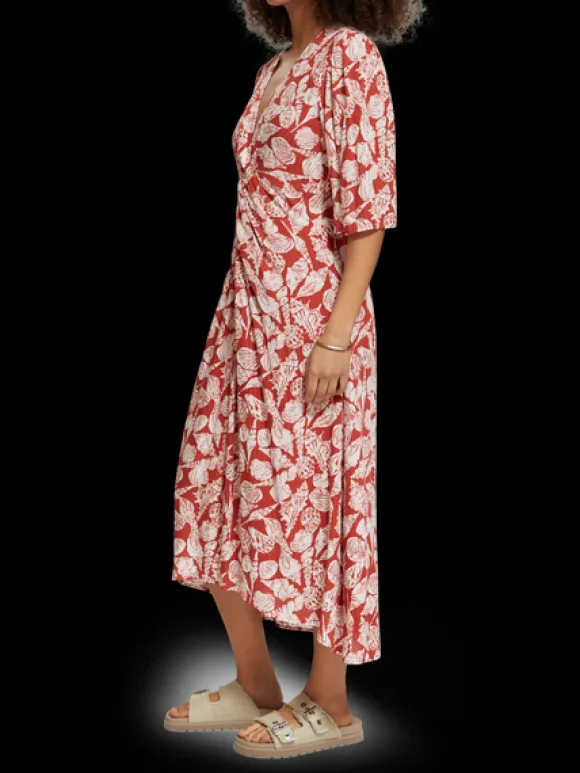 Knot Detail Midi Wrap Dress