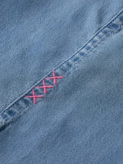 Lace Up Denim Washed Shirt