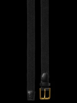 Leather Trimmed Canvas Cord Belt