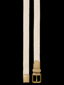 Leather Trimmed Canvas Cord Belt