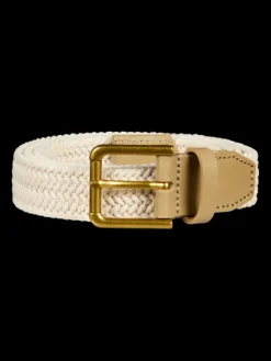 Leather Trimmed Canvas Cord Belt