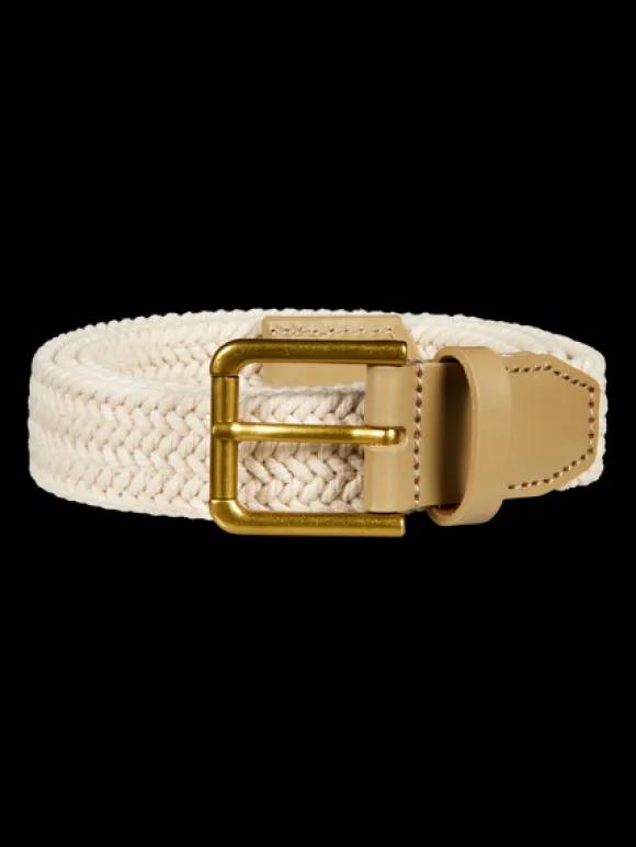 Leather Trimmed Canvas Cord Belt