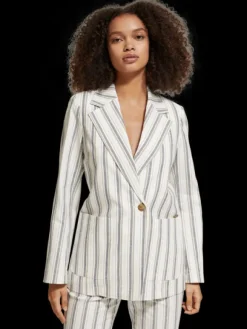 Linen Blend Stripe Blazer