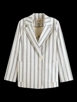 Linen Blend Stripe Blazer