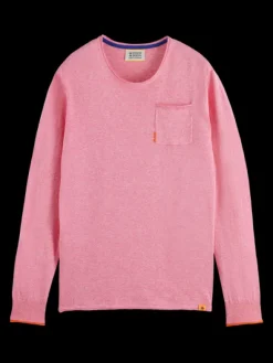 Linen Cotton Blend Crew Neck Pullover