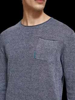 Linen Cotton Blend Crew Neck Pullover