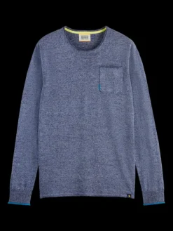 Linen Cotton Blend Crew Neck Pullover