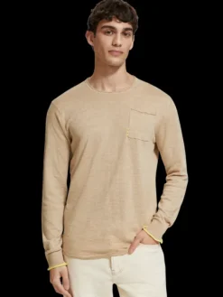 Linen Cotton Blend Crew Neck Pullover