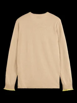 Linen Cotton Blend Crew Neck Pullover