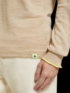 Linen Cotton Blend Crew Neck Pullover