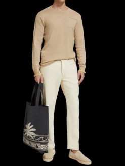 Linen Cotton Blend Crew Neck Pullover