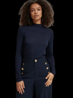 Long Sleeved Mock Neck T-Shirt