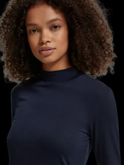 Long Sleeved Mock Neck T-Shirt