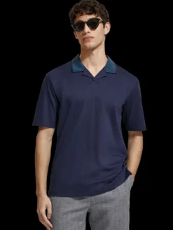 Melange Contrast Collar Polo