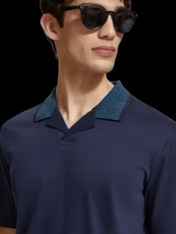 Melange Contrast Collar Polo