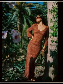 Metallic Pointelle Knit Maxi Dress