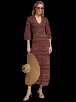 Metallic Pointelle Knit Maxi Dress