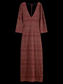 Metallic Pointelle Knit Maxi Dress