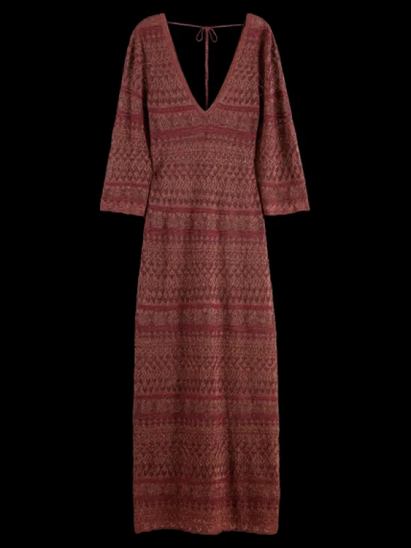 Metallic Pointelle Knit Maxi Dress