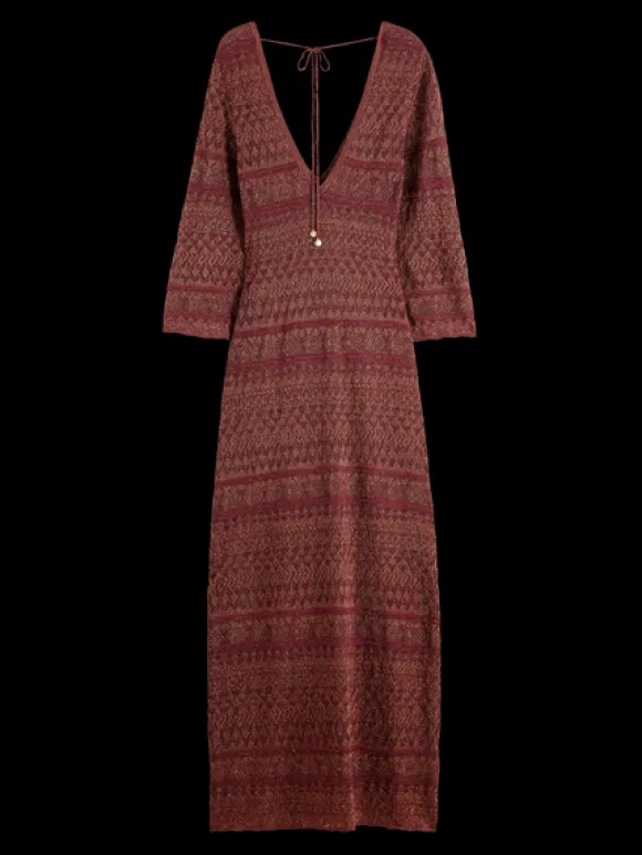 Metallic Pointelle Knit Maxi Dress