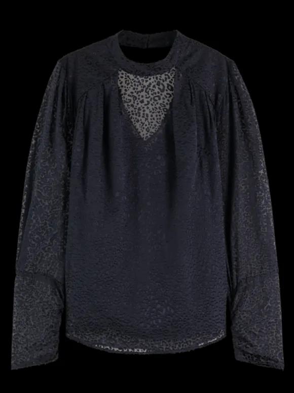 Mock Neck Mini Animal Print Open Back Top