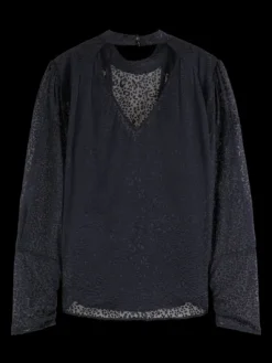 Mock Neck Mini Animal Print Open Back Top