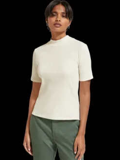 Mock Neck Ribbed Slim-Fit Top