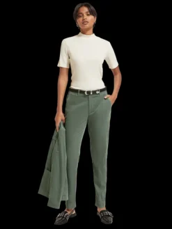 Mock Neck Ribbed Slim-Fit Top