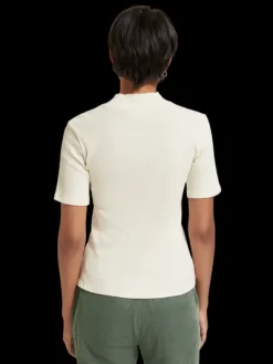 Mock Neck Ribbed Slim-Fit Top