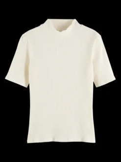 Mock Neck Ribbed Slim-Fit Top