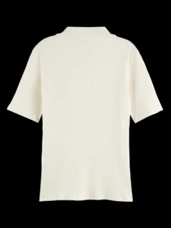 Mock Neck Ribbed Slim-Fit Top