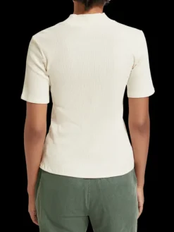 Mock Neck Ribbed Slim-Fit Top