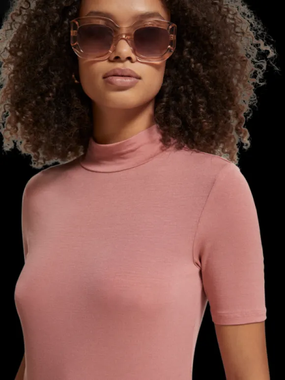 Mock Neck Short Sleeved T-Shirt