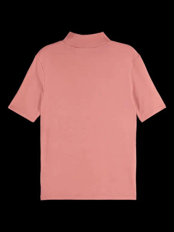 Mock Neck Short Sleeved T-Shirt
