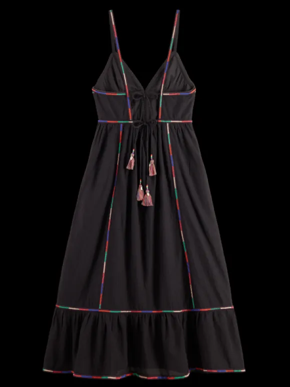 Multicolor Embroidery Maxi Dress