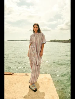 Multicolour Lurex Stripe Pull-On Beach Pant