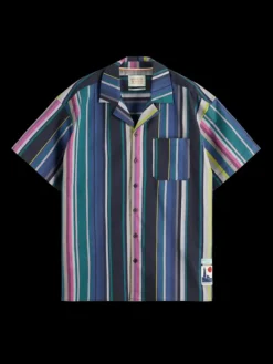 Multicolour Striped Fine Cotton Poplin Hawaii Shirt