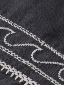 Palm Embroidered High Rise Linen Short