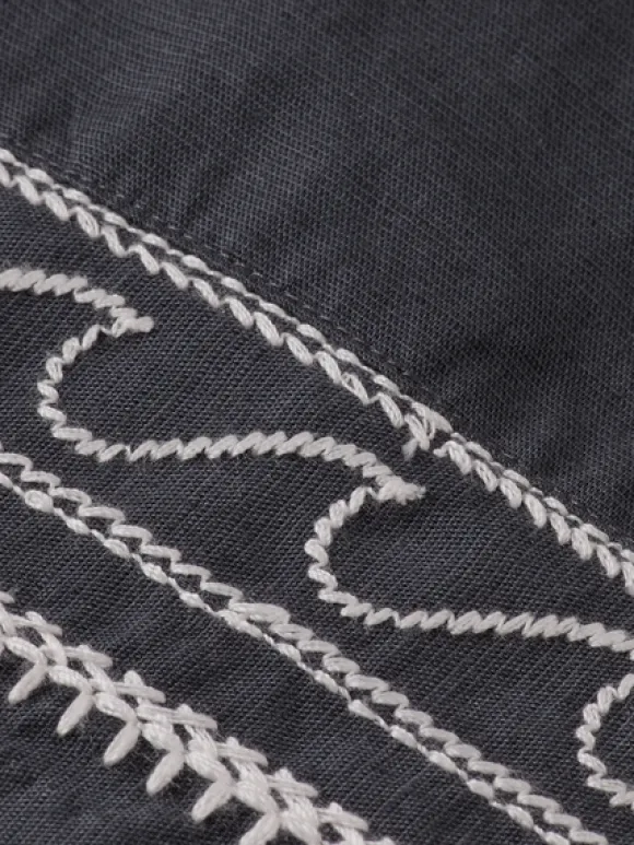 Palm Embroidered High Rise Linen Short