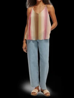 Pleated V-Neck Tank Top