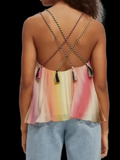 Pleated V-Neck Tank Top