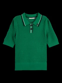 Pointelle Collar Knit Top