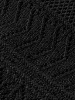 Pointelle Stitch Knit Dress With Fringing