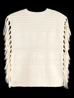 Pointelle Stitch Knitted Tank With Fringing