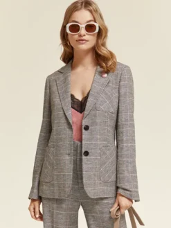 Prince Of Wales Check Single Breasted Blazer