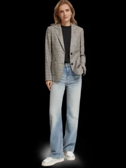Prince Of Wales Check Single Breasted Blazer