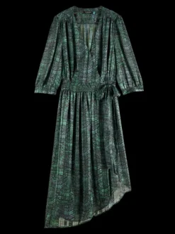 Printed Asymmetric Wrap Dress