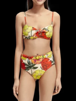 Printed High-Waist Bikini Bottom