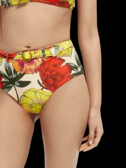 Printed High-Waist Bikini Bottom
