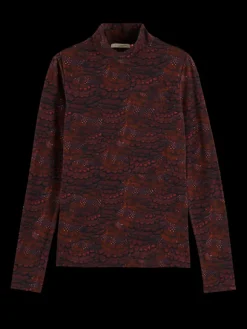 Printed Mock Neck Long Sleeve